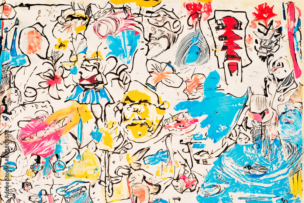 Obraz premium abstract sketches colorful painting , wall art print illustration