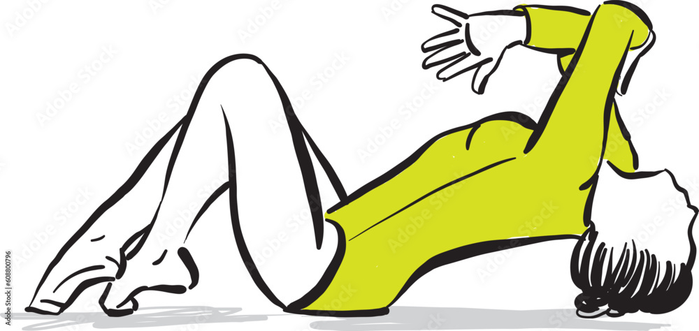 Fototapeta premium Gymnastics WOMAN 7 sports profession work doodle design drawing vector illustration