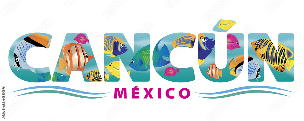 Estampado para playera de la playa de Cancún México