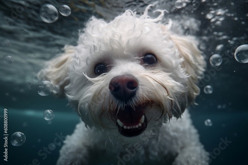 portrait of a dog in water