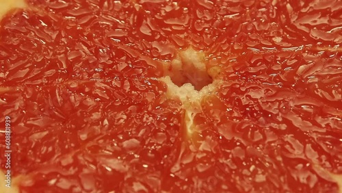 Grapefruit Rotation in extreme close up shot photo