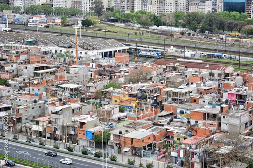 Photo of a skyline view of the tall buildings in La Villa 31, Argentina