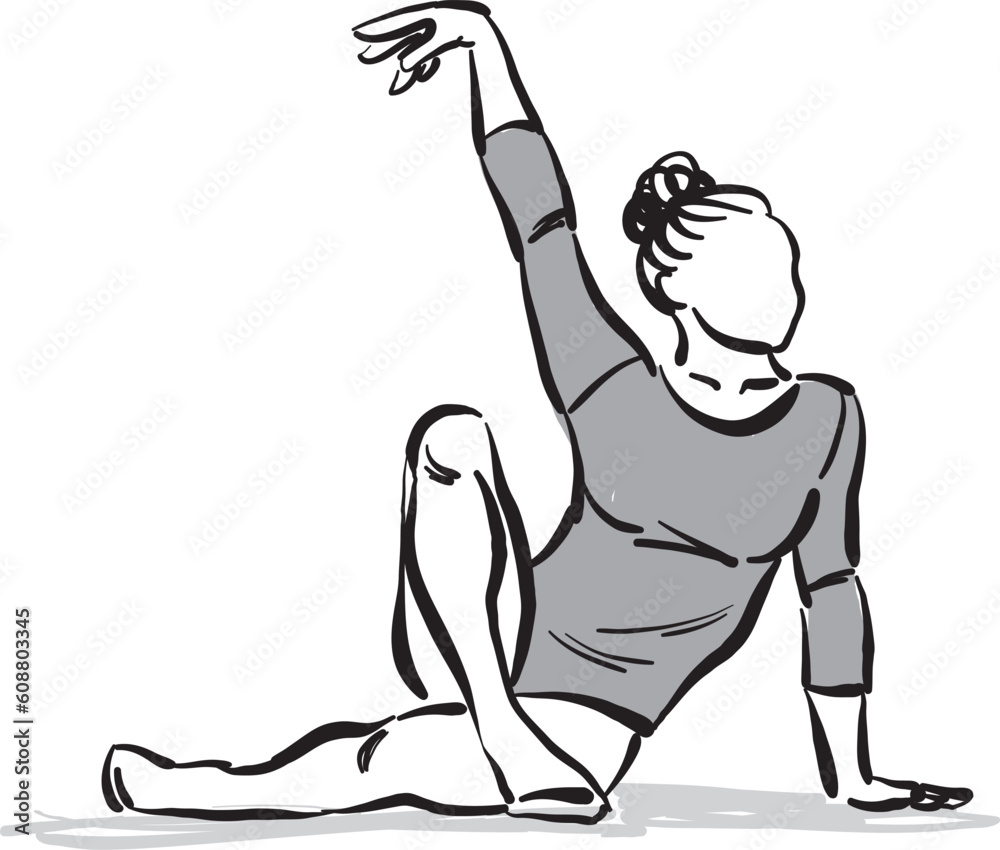 Fototapeta premium Gymnastics WOMAN 8 sports profession work doodle design drawing vector illustration