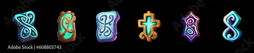 Game artefact icon set isolated on black background. Trendy for website, apps and UI. Eps10 vector illustration.