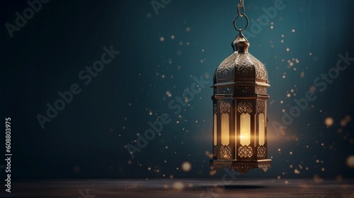 lantern ramadan islamic, eid mubarak, eid al adha, banner. Generative AI.