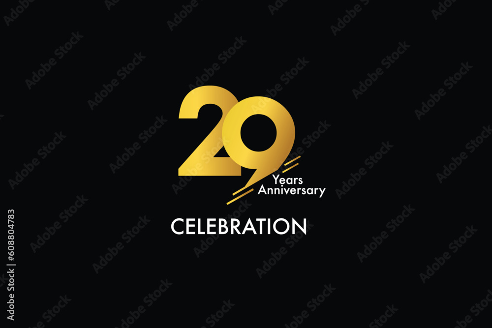 29th, 29 years, 29 year anniversary gold color on black background abstract style logotype. anniversary with gold color isolated on black background, vector design for celebration vector 29th, 29 years, 29 year anniversary gold color on black background abstract style logotype. anniversary with gold color isolated on black background, vector design for celebration vector