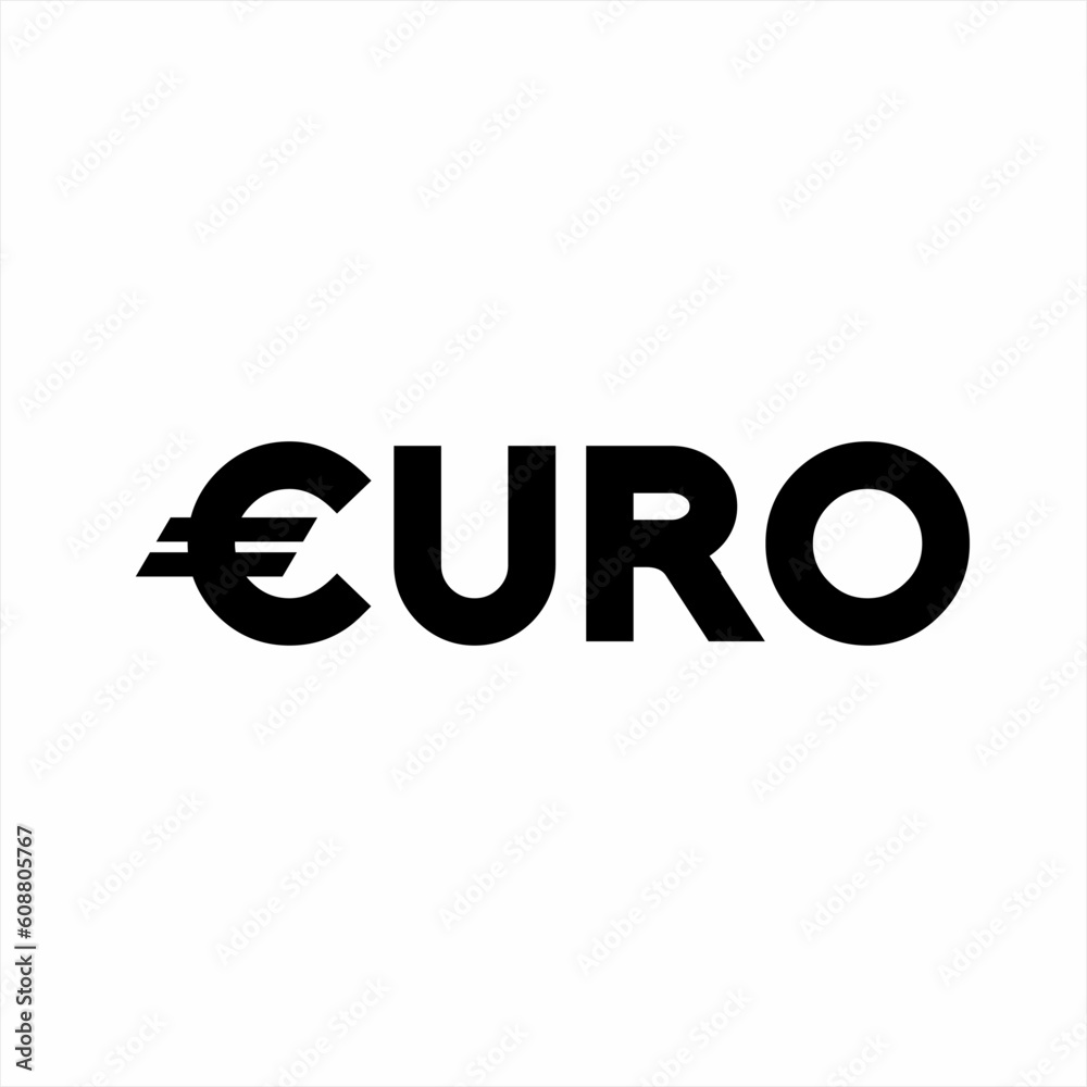 Euro word design with Euro currency symbol on letter E. Euro word design with Euro currency symbol on letter E.