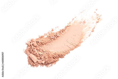 Tablou pe pânză Smear of broken eye shadow or face powder isolated on white background