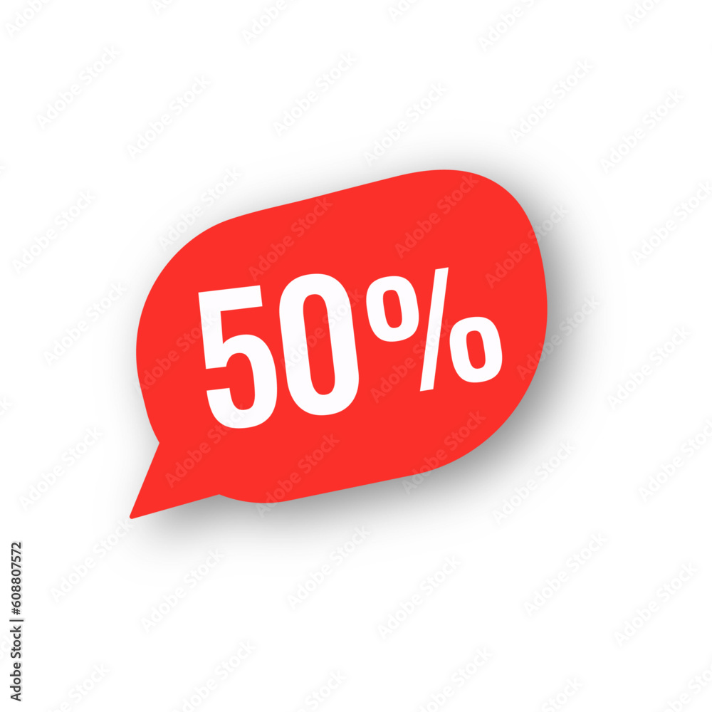 Speech Bubble Set With 50 Percent Off. Vector Illustration 50 Percent Off Banner. Modern red Web Label Speech Bubble Set With 50 Percent Off. Vector Illustration 50 Percent Off Banner. Modern red Web Label