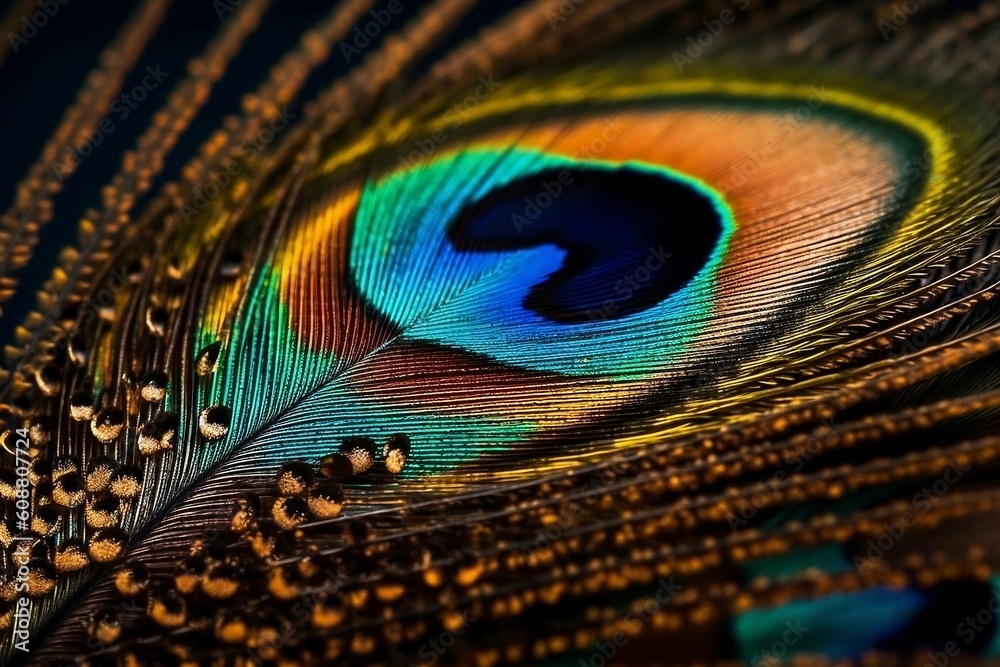 Naklejka premium peacock feather closeup