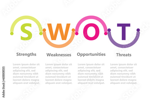 Infographic design templates for business and education can be replaceable. Vector illustration. Process infographic. Swot analysis.