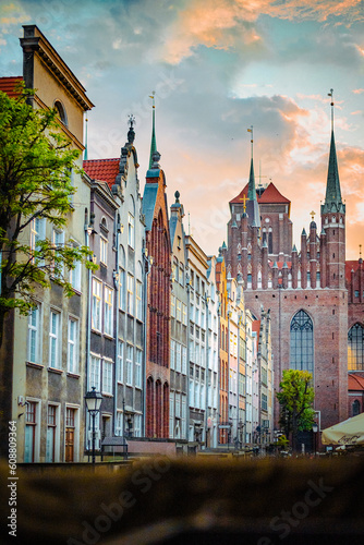 Gdansk - Poland - Old town - Mariacka Street view - St. Mary's Church