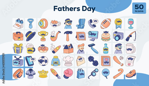 Fathers Day color icons pack