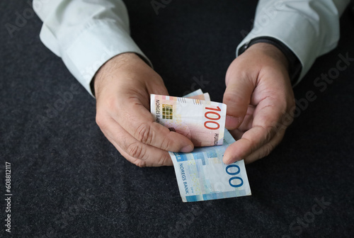 Obraz na płótnie activity in economy and finance with norwegian money