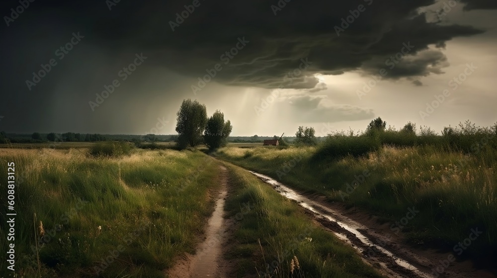 storm clouds in the field