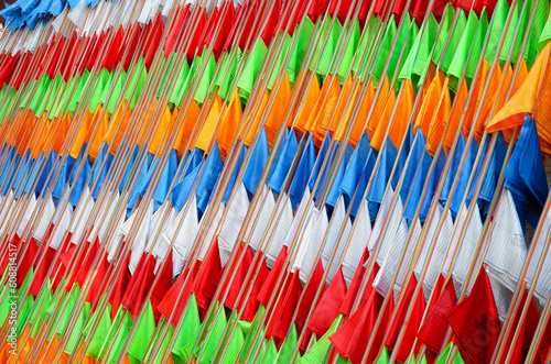 Rows of Tibetan prayer flags