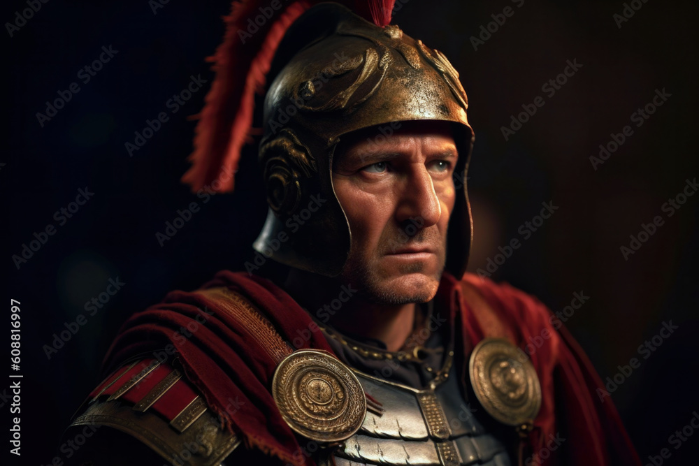 Portrait of Roman legatus after a battle in Germania (Generative AI) - obrazy, fototapety, plakaty 