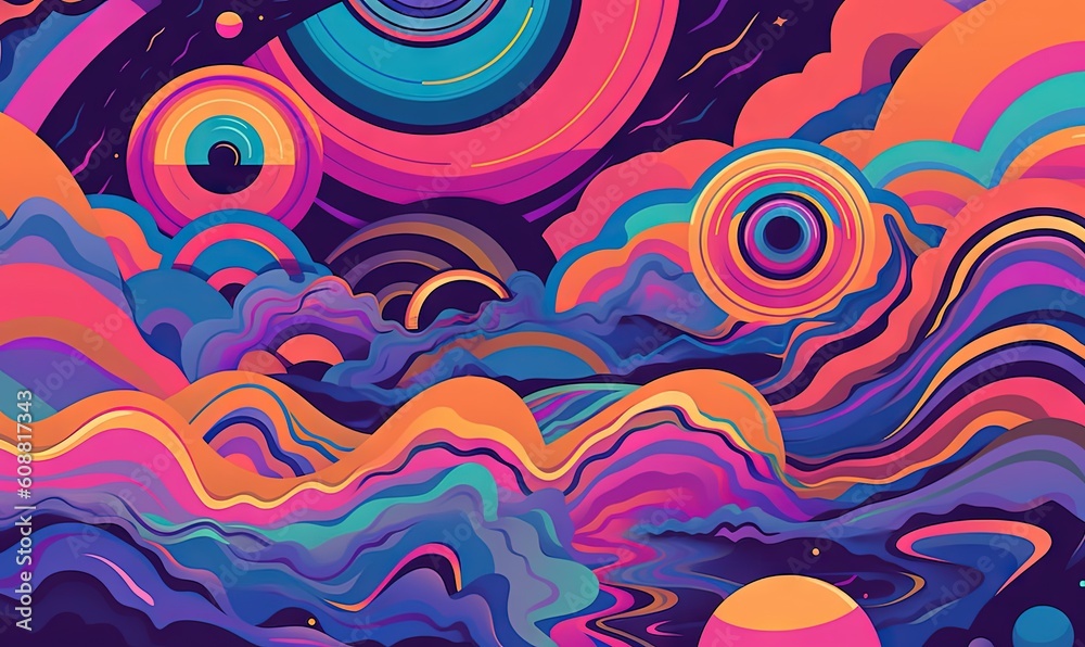 a painting of a colorful sky with clouds and a sun. generative ai a painting of a colorful sky with clouds and a sun. generative ai
