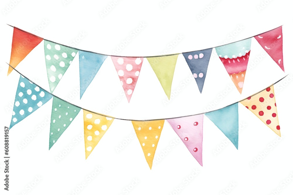 Obraz premium colorful bunting flags on white background, Created with generative AI