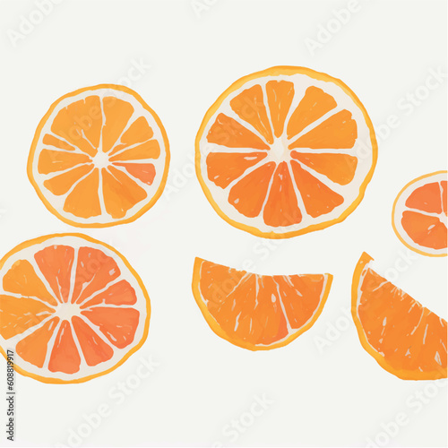 orange watercolor with slices isolated on white background