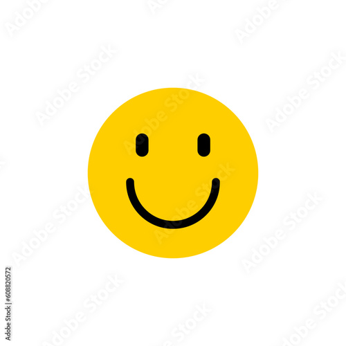 Vector smile face. Yellow smile emoji illustration isolated on white background.