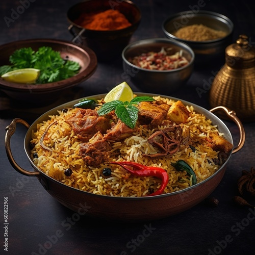 Nasi Biryani, a South Asian Indian dish of spiced rice and meat.