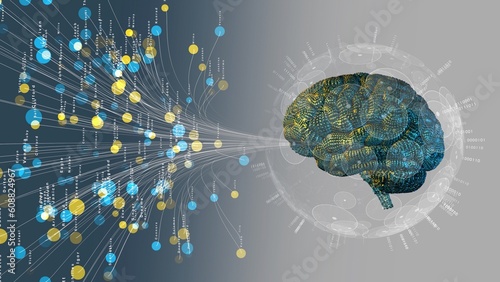 Tableau sur toile Artificial intelligence digital brain connected to a neural network of a sophisticated language model