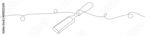 Chisel line continuous drawing vector. One line Carpenter's Chisel vector background. Construction hammer icon. Continuous outline of a Chisel tool.