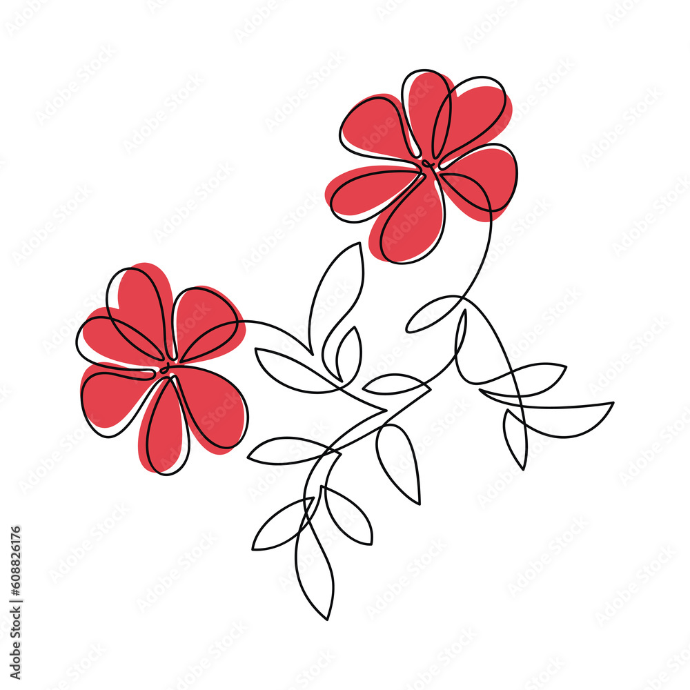 vetor-de-floral-hand-drawn-icon-flower-leaves-contour-silhouette