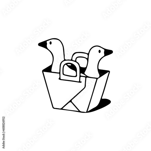 vector illustration of ducks in basket concept