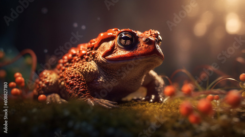 Common toad Bufo Bufo also known as European toad is an amphibian found in Europe  western part of North Asia and Northwest Africa   Created using generative AI tools.