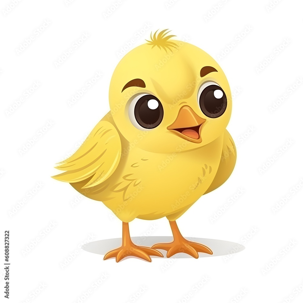 Cute and colorful illustration of a baby chick in a joyful pose