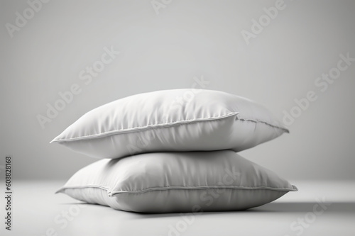  Pure Comfort - White pillows on a blank surface. Generative AI