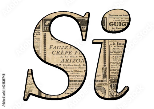 SI - yes - written in Italian - old newspaper  print - ideal for websites, emails, presentations, advertising, labels, stickers, postcards, tickets, logos, engravings, slides, tags, books, printable