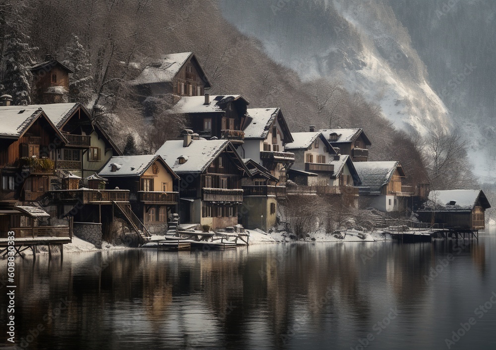 Fototapeta premium houses on the river