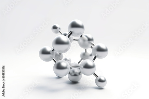 Silver White Abstract Molecule - Futuristic 3D Composition. Generative AI