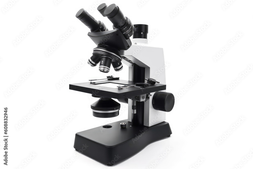 Microscope for laboratory research isolated on white background. AI Microscope for laboratory research isolated on white background. AI
