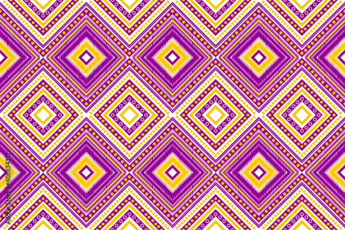 Ethnic repeating pattern tile design fabrics and rugs Abstract Textile Print Wallpaper Squares Circles Stars Purple Yellow White