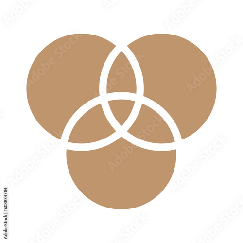 Intersection of three sets circles. Venn diagram of 3 sets. Mathematics resources for teachers and students.
