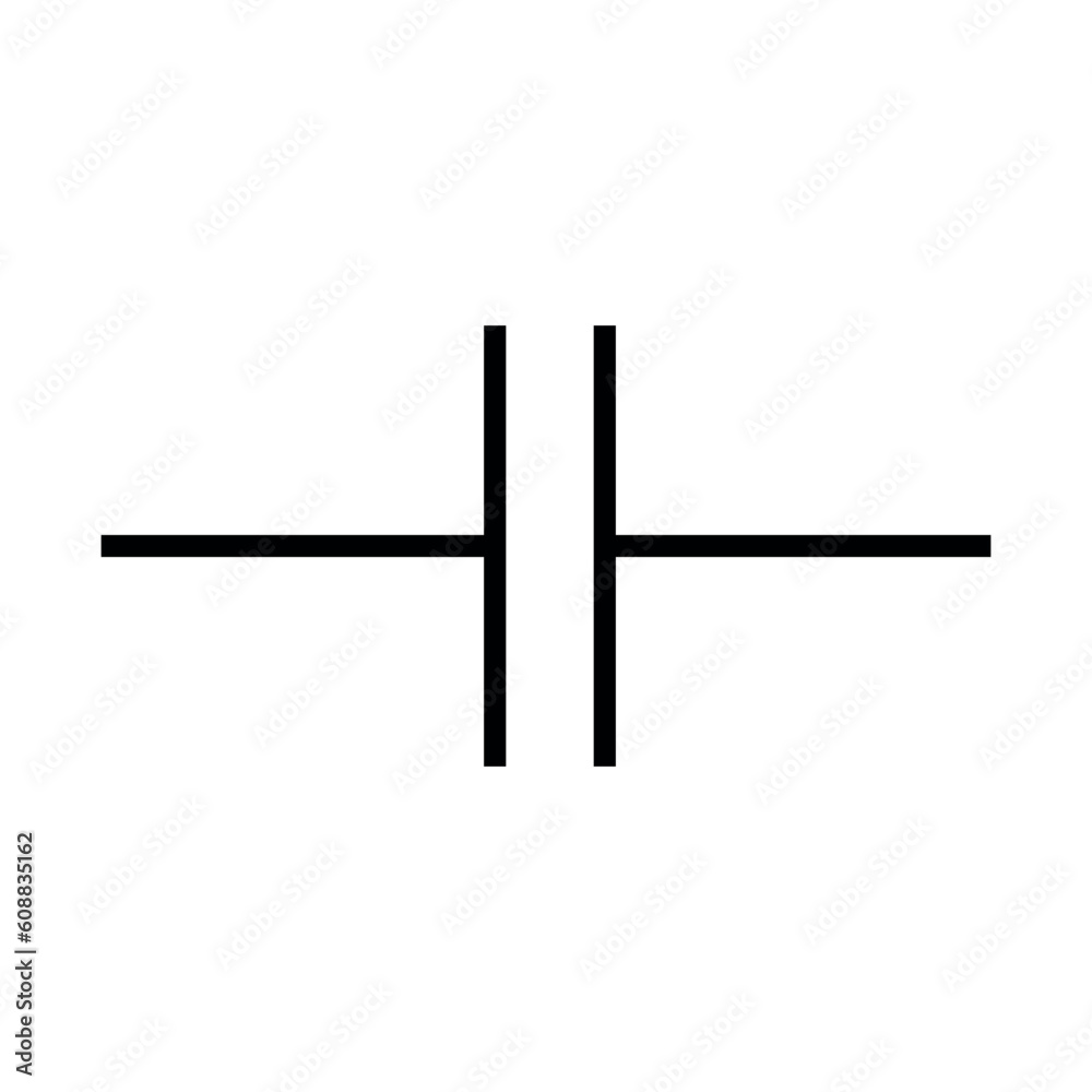 Non-polar capacitor symbol icon in electricity. Physics resources for teachers and srydents. Vector illustration isolated on white background. Non-polar capacitor symbol icon in electricity. Physics resources for teachers and srydents. Vector illustration isolated on white background.