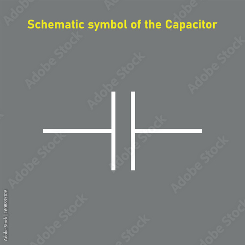 Non-polar capacitor symbol icon in electricity. Physics resources for teachers and srydents. Vector illustration isolated on white background.