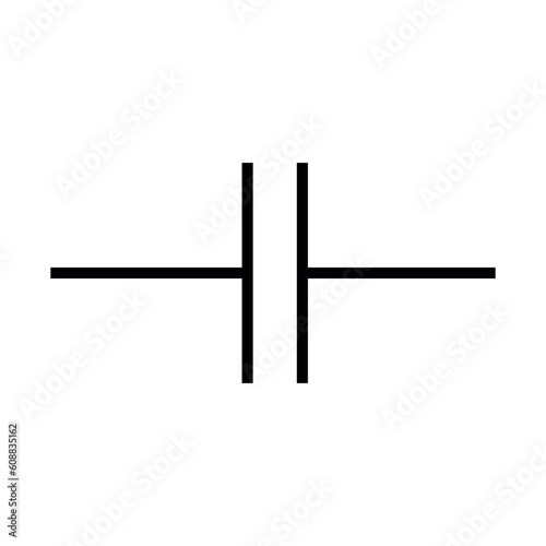 Non-polar capacitor symbol icon in electricity. Physics resources for teachers and srydents. Vector illustration isolated on white background.