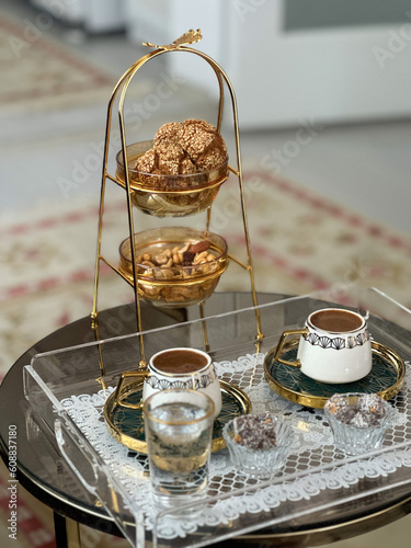 cup of coffee, turkish coffee and turkish delight