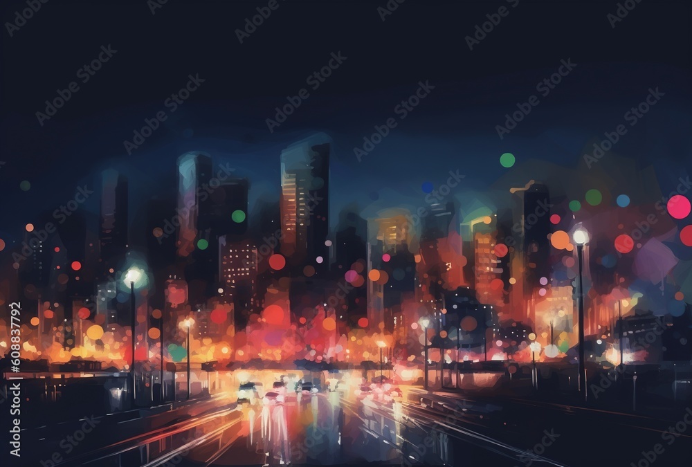 abstract urban night landscape-Ai