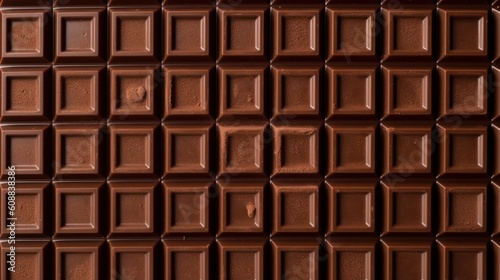 dark chocolate bar, sweet dessert as background. Generative AI