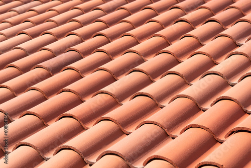 Adobe style tile roof closeup