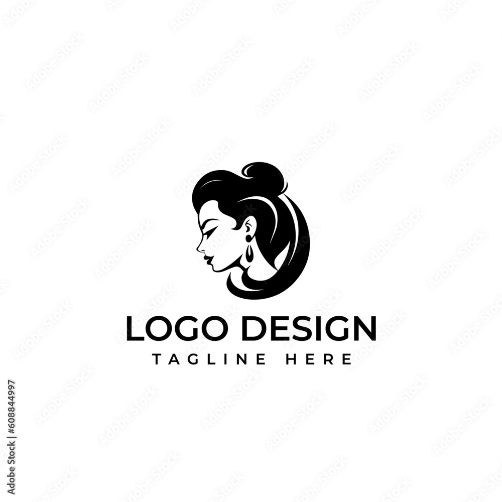 Woman logo design , Beauty face abstract logo vector illustration, Vector logo design for beauty salon or hair salon or cosmetic design, black and white. Woman logo design , Beauty face abstract logo vector illustration, Vector logo design for beauty salon or hair salon or cosmetic design, black and white.