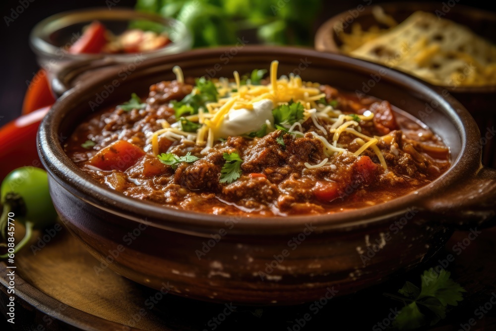 Texas style Chili food photography - made with Generative AI tools
