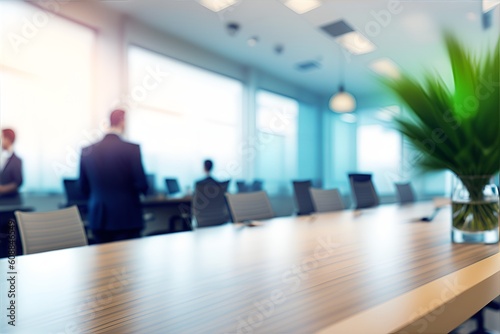 Abstract Blurred Office Interior: A Captivating Defocused Background Setting for Business Concepts and Presentations. Background or backdrop. Workplace, Office communication, productivity, creative