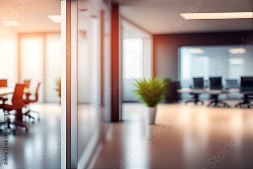 Abstract Blurred Office Interior: A Captivating Defocused Background Setting for Business Concepts and Presentations. Background or backdrop. Workplace, Office communication, productivity, creative